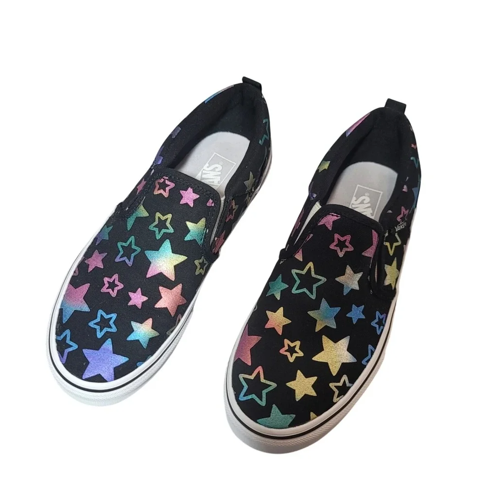 Vans‎ Slip On Platform Iridescent Star Print Skate Shoes Sneakers